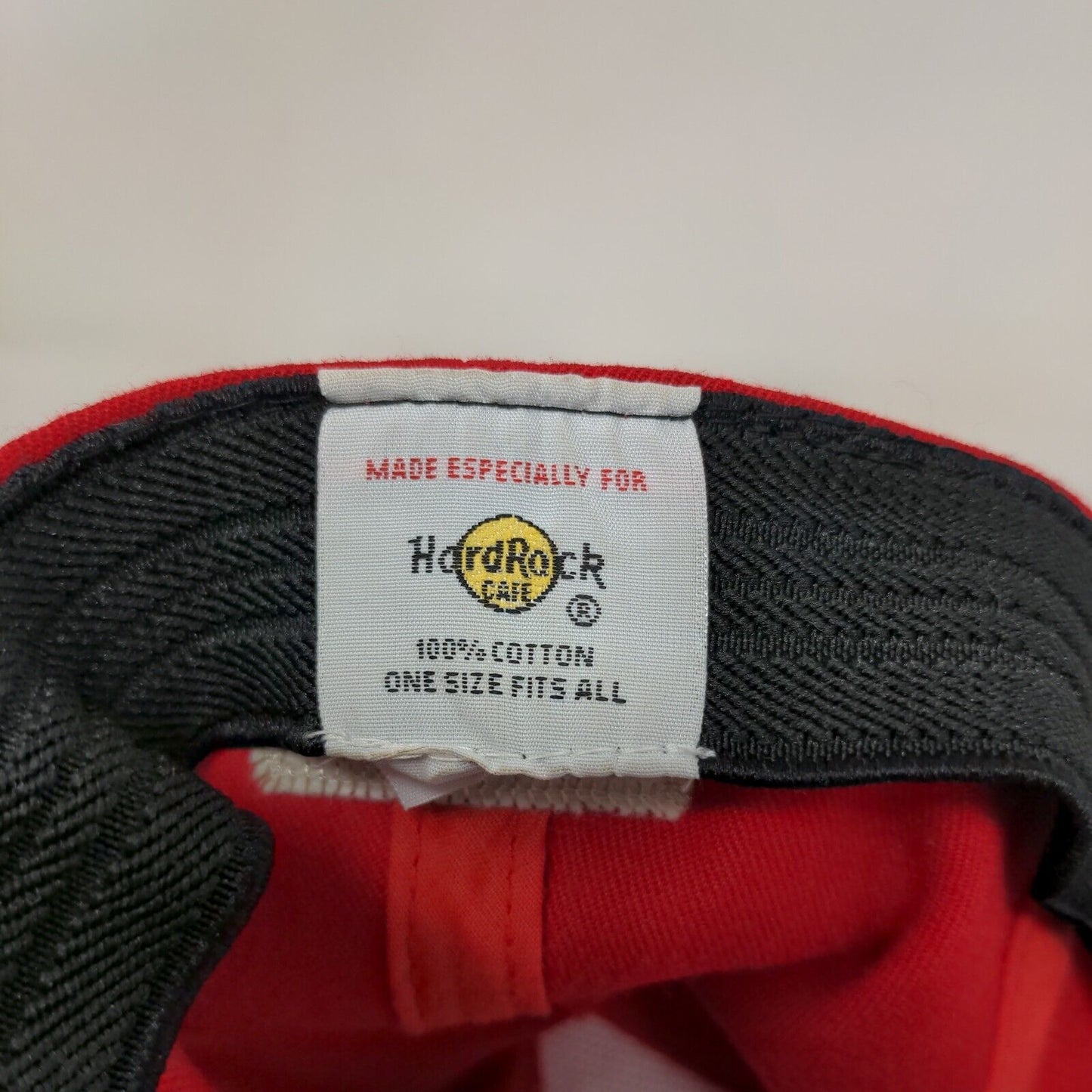 Hard Rock Cafe Paris Fitted Hat Red OSFA Embroidered 6 Panel Vent Holes