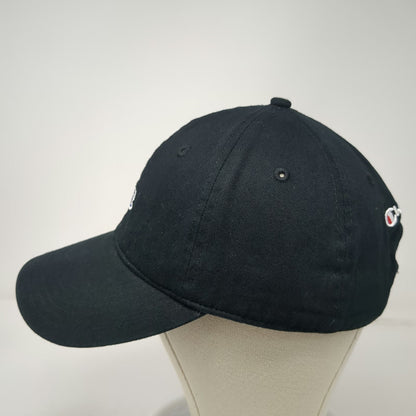 Champion Baseball Cap Black One Size Embroidered Logo Cotton Slideback Strap Hat