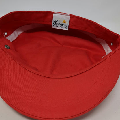 Liz Claiborne Army Cap Red One Size Cotton Side Snap Eyelet Solid Twill Hat