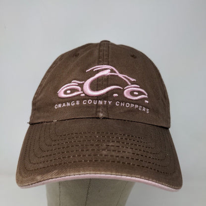 Orange County Choppers Women's Strapback Hat Brown Pink OSFA Embroidered Logo