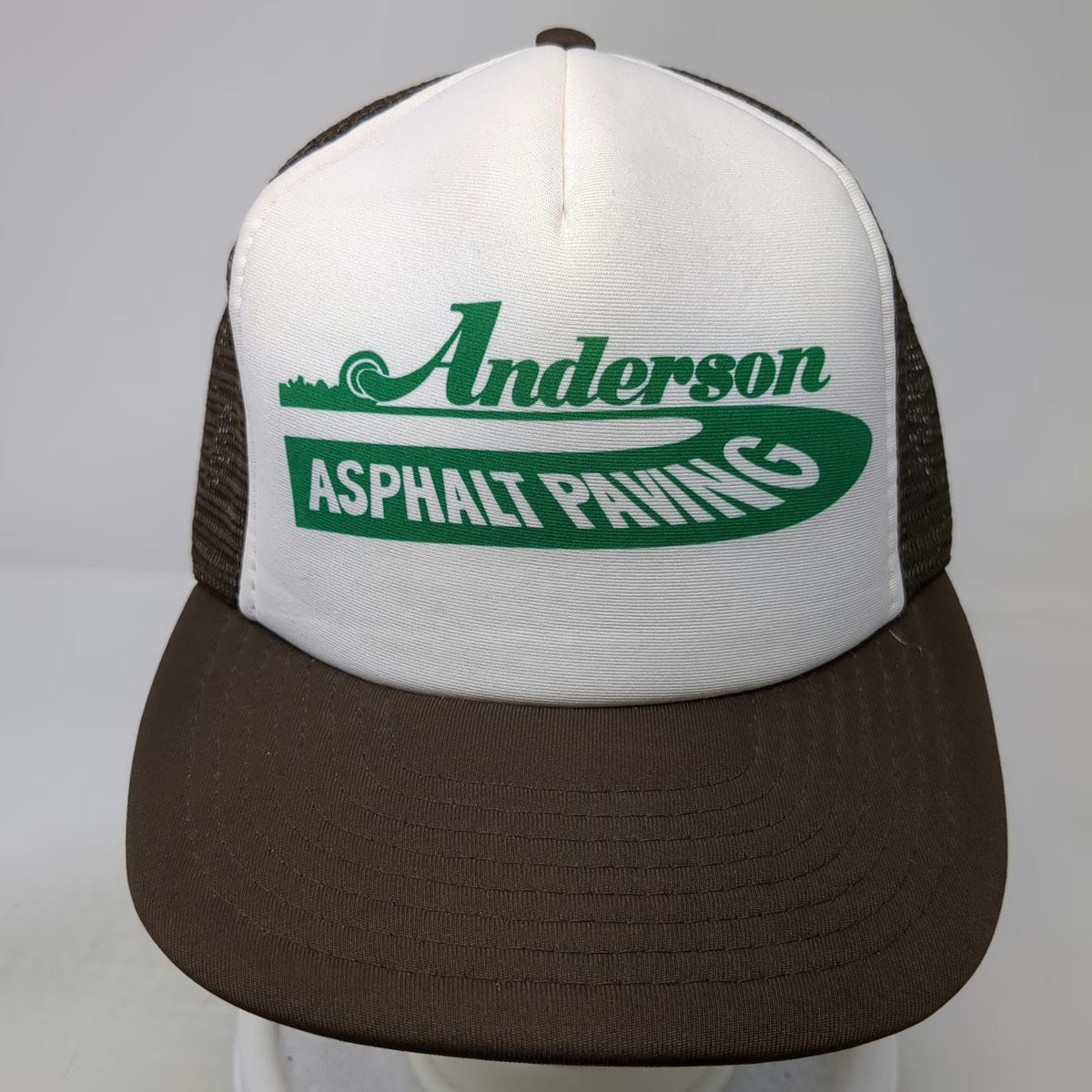 Sportcap Trucker Hat Brown One Size Mesh Back White Asphalt Paving Road Print