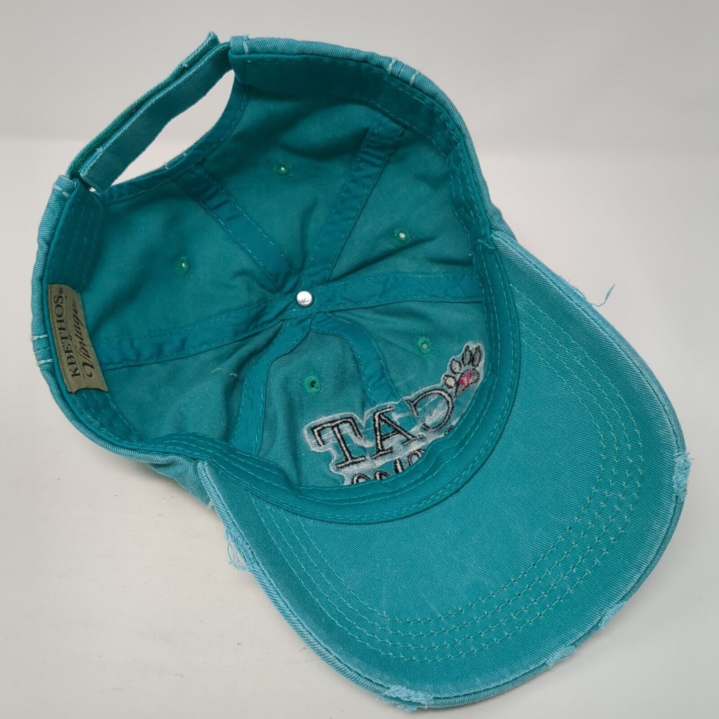 Cat Mom Strapback Hat Blue OS Adjustable Embroidered Distressed KB ETHOS Vintage