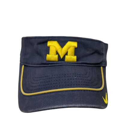 Michigan Wolverines Strapback Sun Visor Hat Blue OSFA Nike Team NCAA