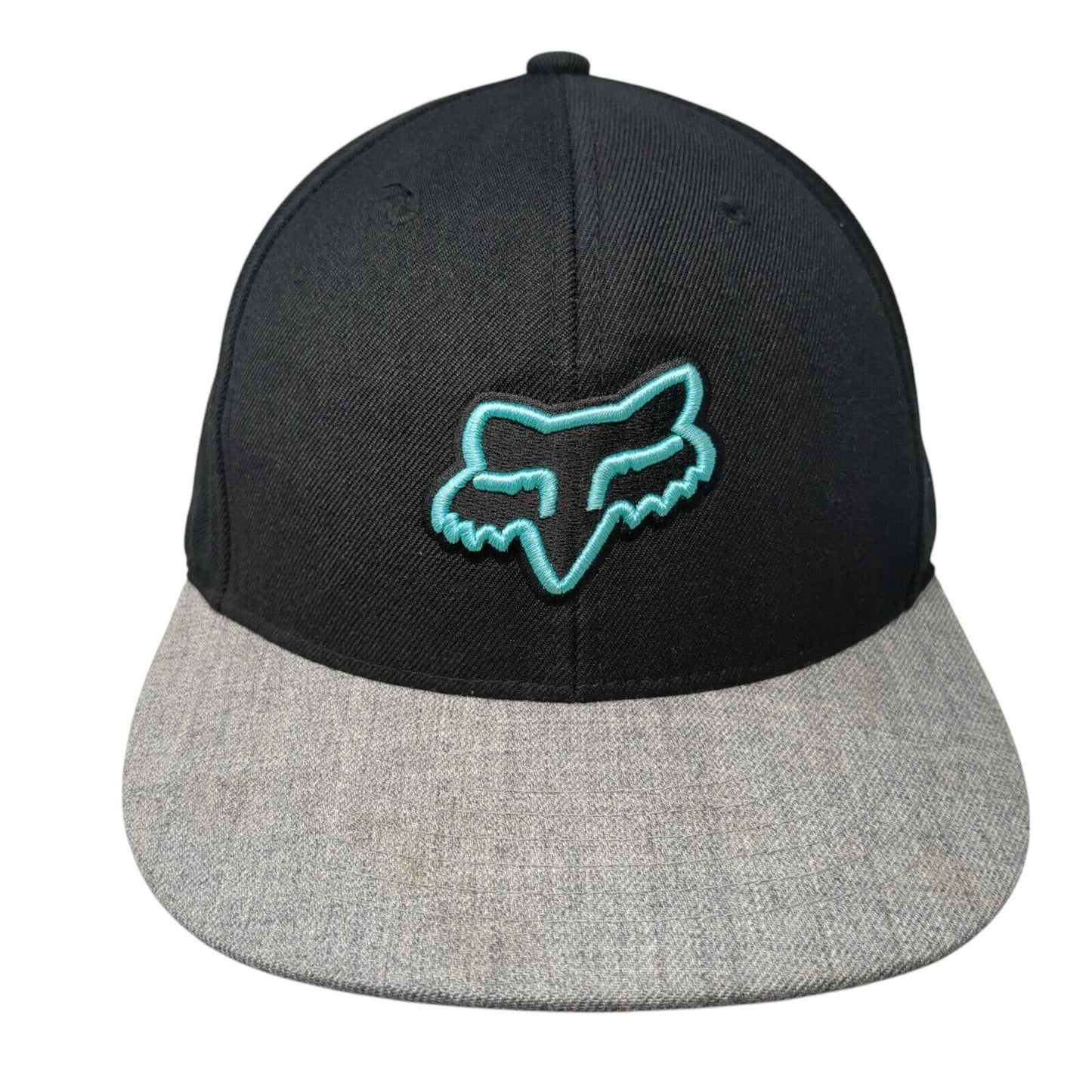 Fox Snapback Hat Black One Size Adjustable Embroidered Colorblock