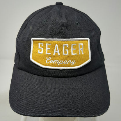 Seager Company 5 Panel Hat Black One Size Snapback Cotton Patch Logo