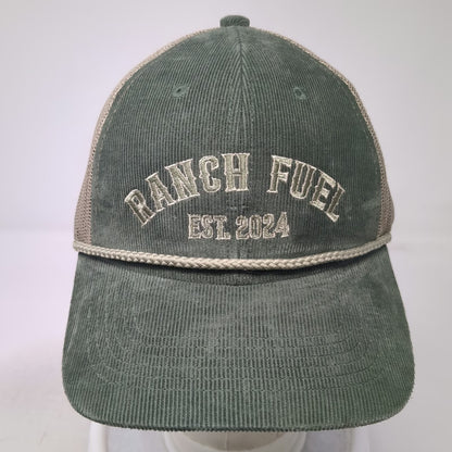 Outdoor Cap Trucker Hat Green Beige One Size Corduroy Mesh Rope Ranch Fuel