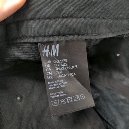 H&M Slideback Hat Black One Size Adjustable Blank Vent Holes 6 Panel