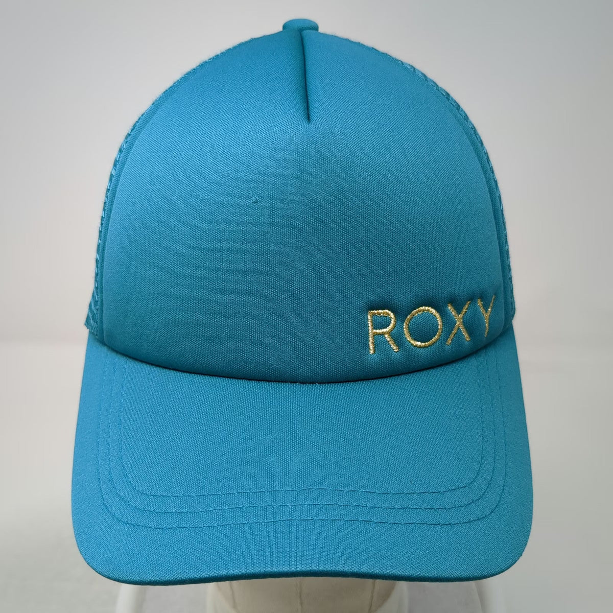 Roxy Trucker Hat Blue XL Gold Logo Mesh Snapback Adjustable Surf Skate Beach