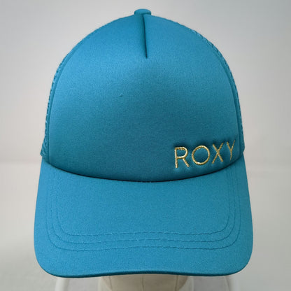 Roxy Trucker Hat Blue XL Gold Logo Mesh Snapback Adjustable Surf Skate Beach