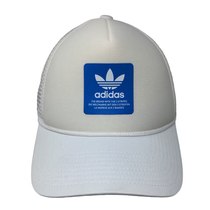 Adidas Snapback Trucker Hat White OSFA Adjustable Mesh Back Rope Polyester