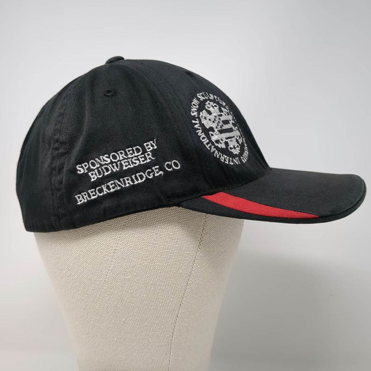 Flexfit Baseball Cap Black XL Snow Sculpture Budweiser Breckenridge Hat Logo