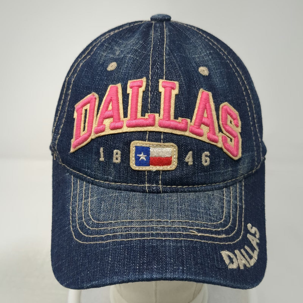 USA Headwear Dallas Baseball Cap Blue One Size Texas Flag Denim Strapback Hat