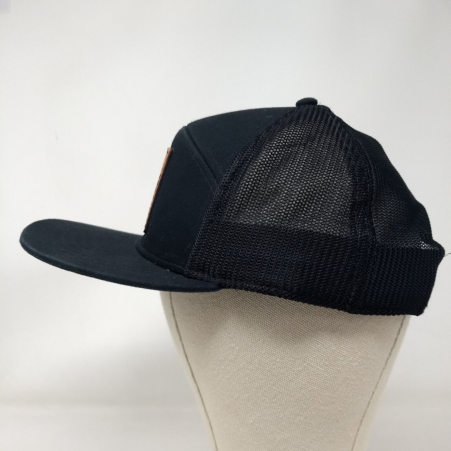 Maupin Homes Leather Patch Snapback Trucker Hat Black OSFM Mesh Back