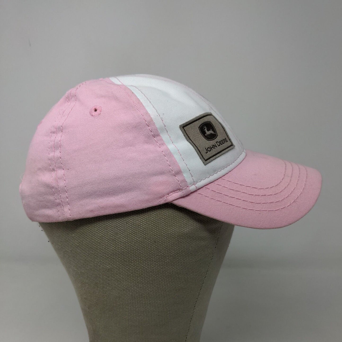 John Deere Girl's Stretchy Hat Pink White Size Toddler OS Horse Graphic Logo