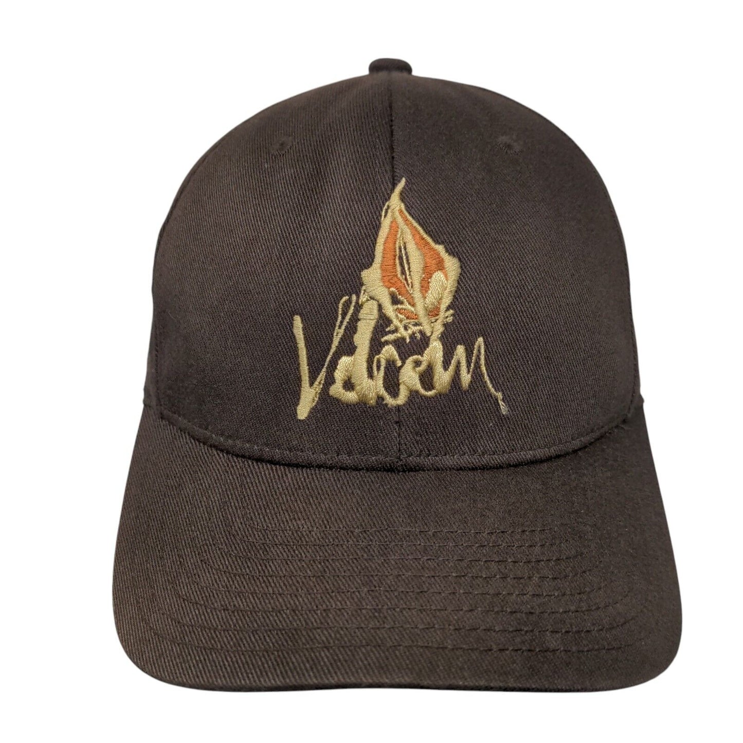 Volcom Fitted Hat Brown S-M Embroidered Flexfit 6 Panel Yupoong