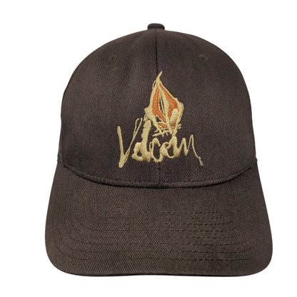 Volcom Fitted Hat Brown S-M Embroidered Flexfit 6 Panel Yupoong