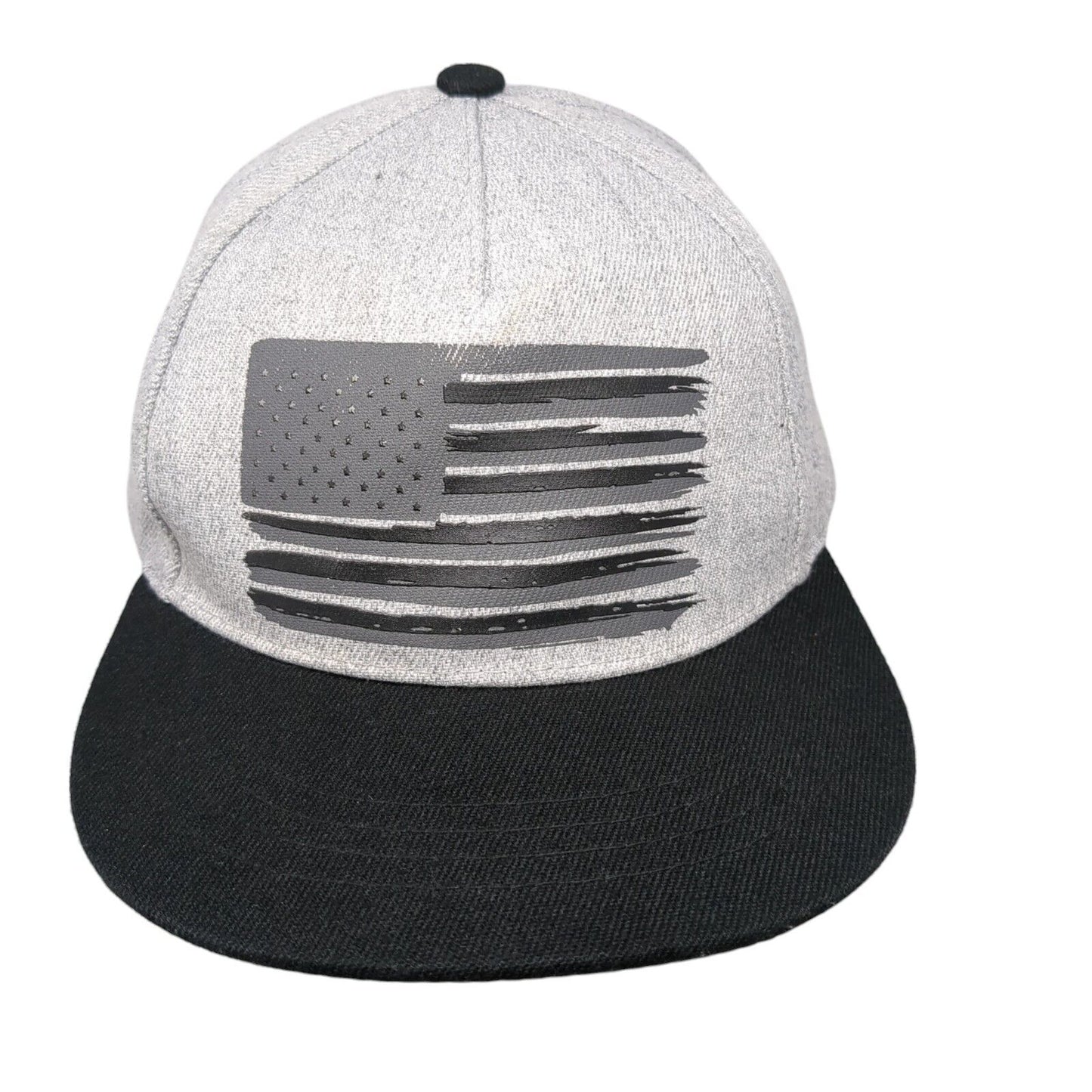 American Flag Snapback Hat Gray OS Adjustable Patriotic Vented Holes 6 Panel