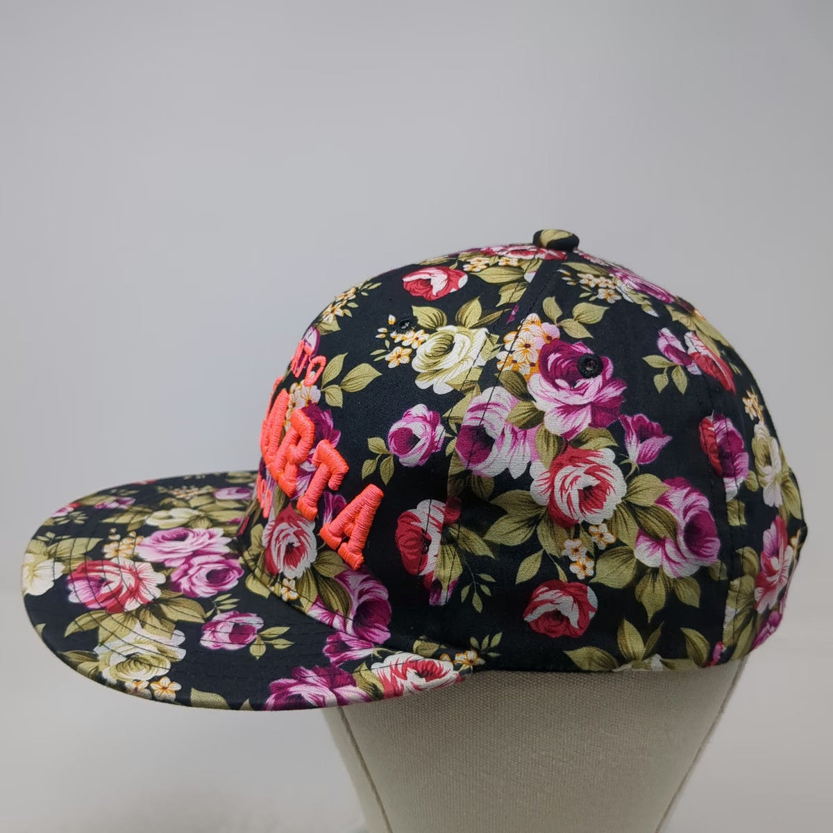 Puerto Vallarta Mexico Snapback Hat Black One Size Floral Print 3D Embroidery