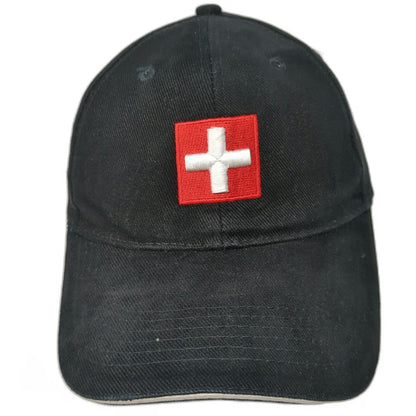 Alberto SA Switzerland Flag Baseball Cap Black One Size Hat Slideback Cross