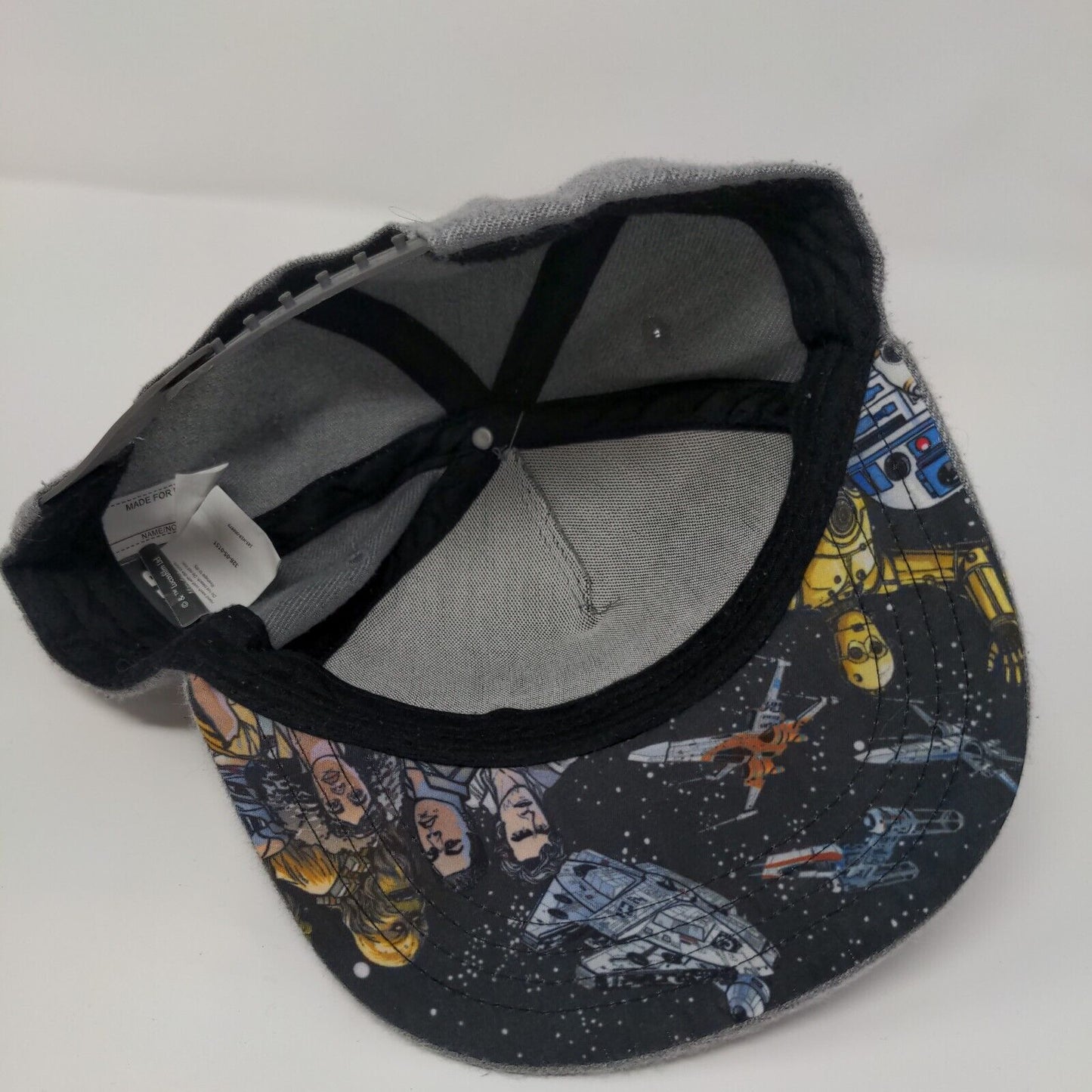 Star Wars Snapback Hat Gray OSFM Adjustable Character Graphic Print 6 Panel