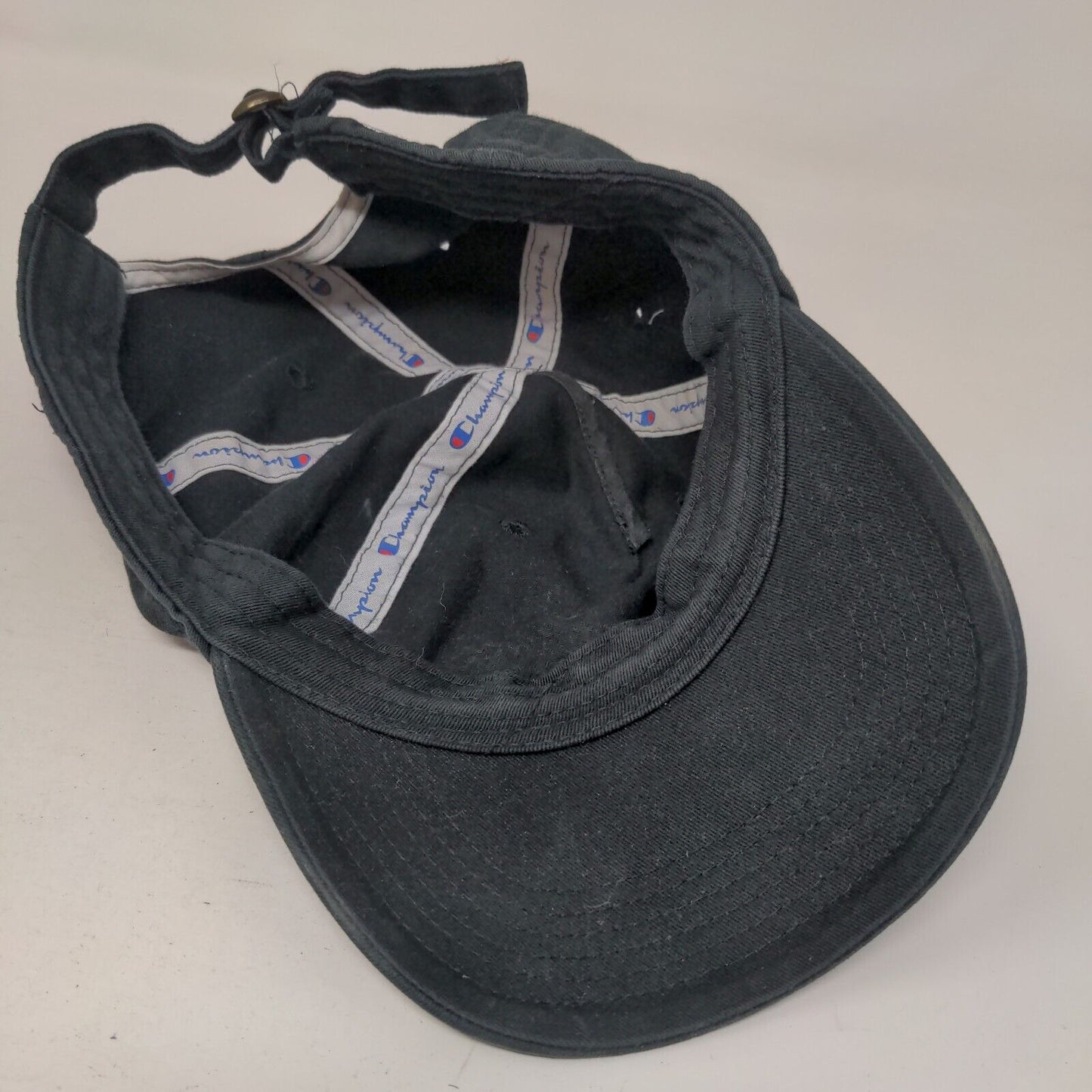 Champion Slideback Hat Black OSFA Adjustable Solid 6 Panel Vent Holes