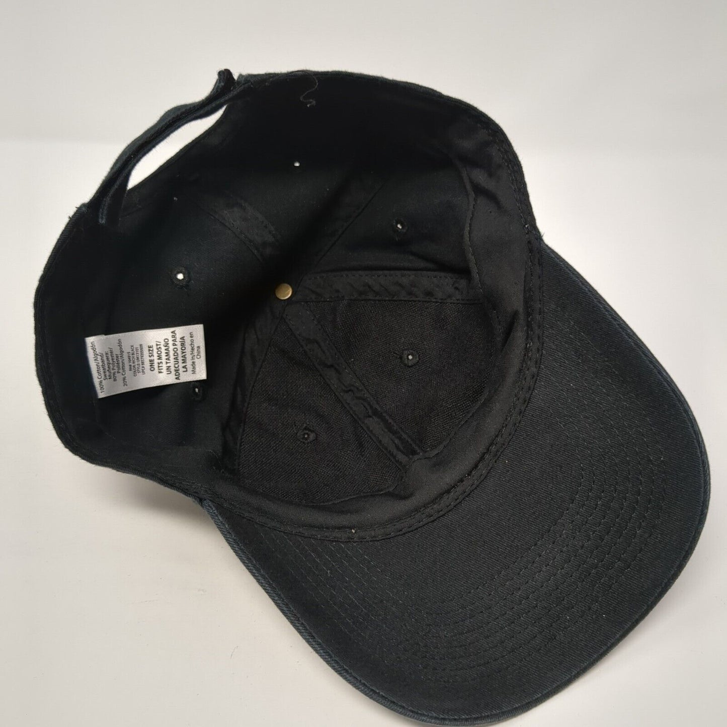 Unbranded Strapback Hat Black One Size Adjustable Vented Holes 6 Panel Blank