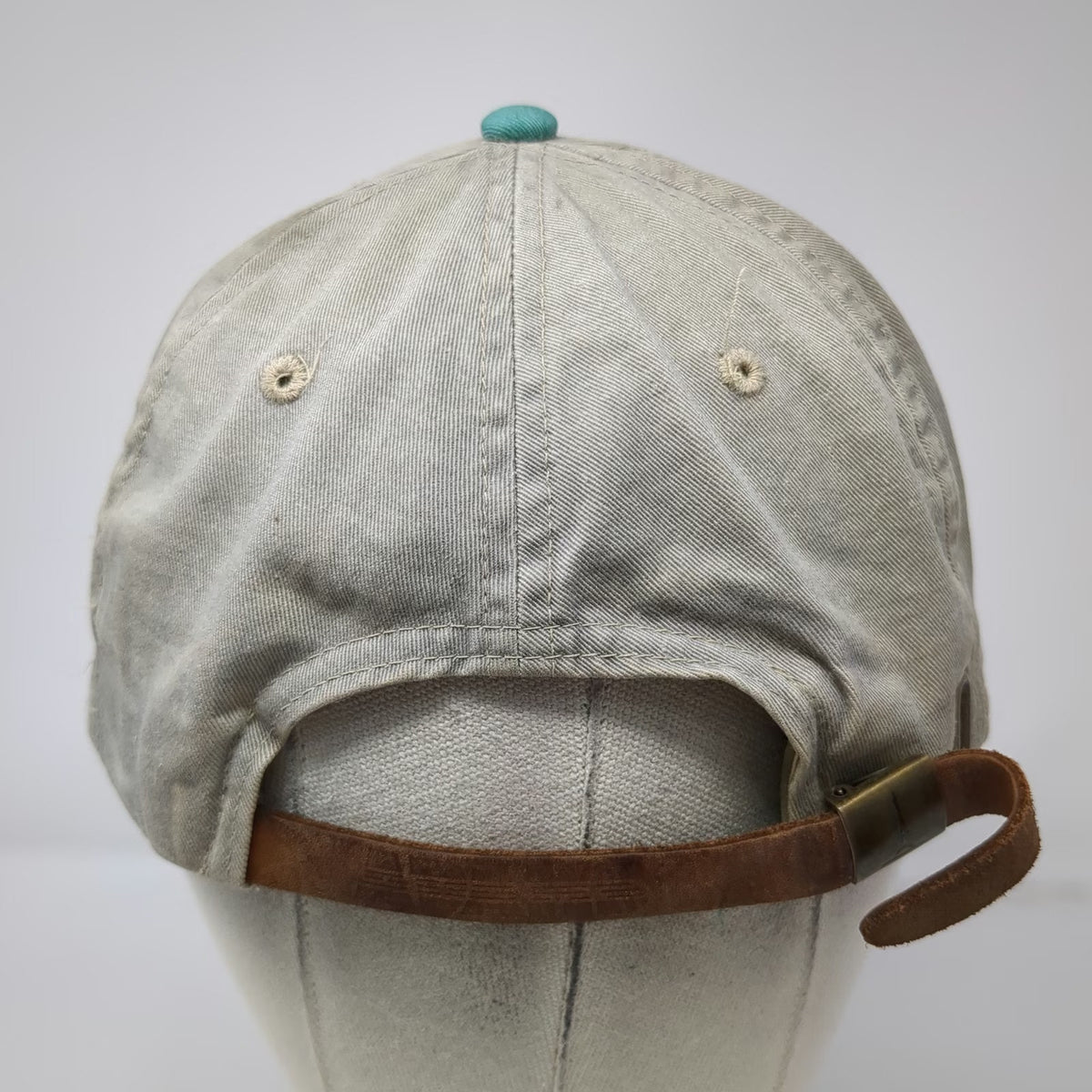 Adams Baseball Cap Beige Green One Size Vermont State Alpine Killington Leather