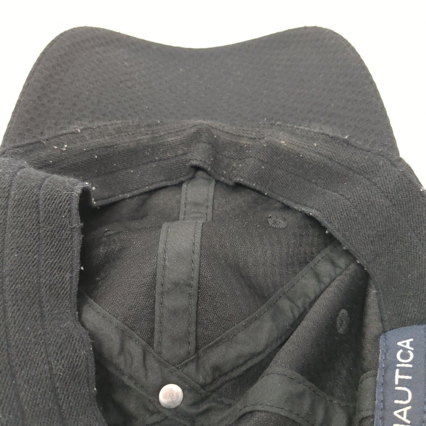 Nautica Logo Strapback Hat Black One Size Solid Adjustable Embroidered