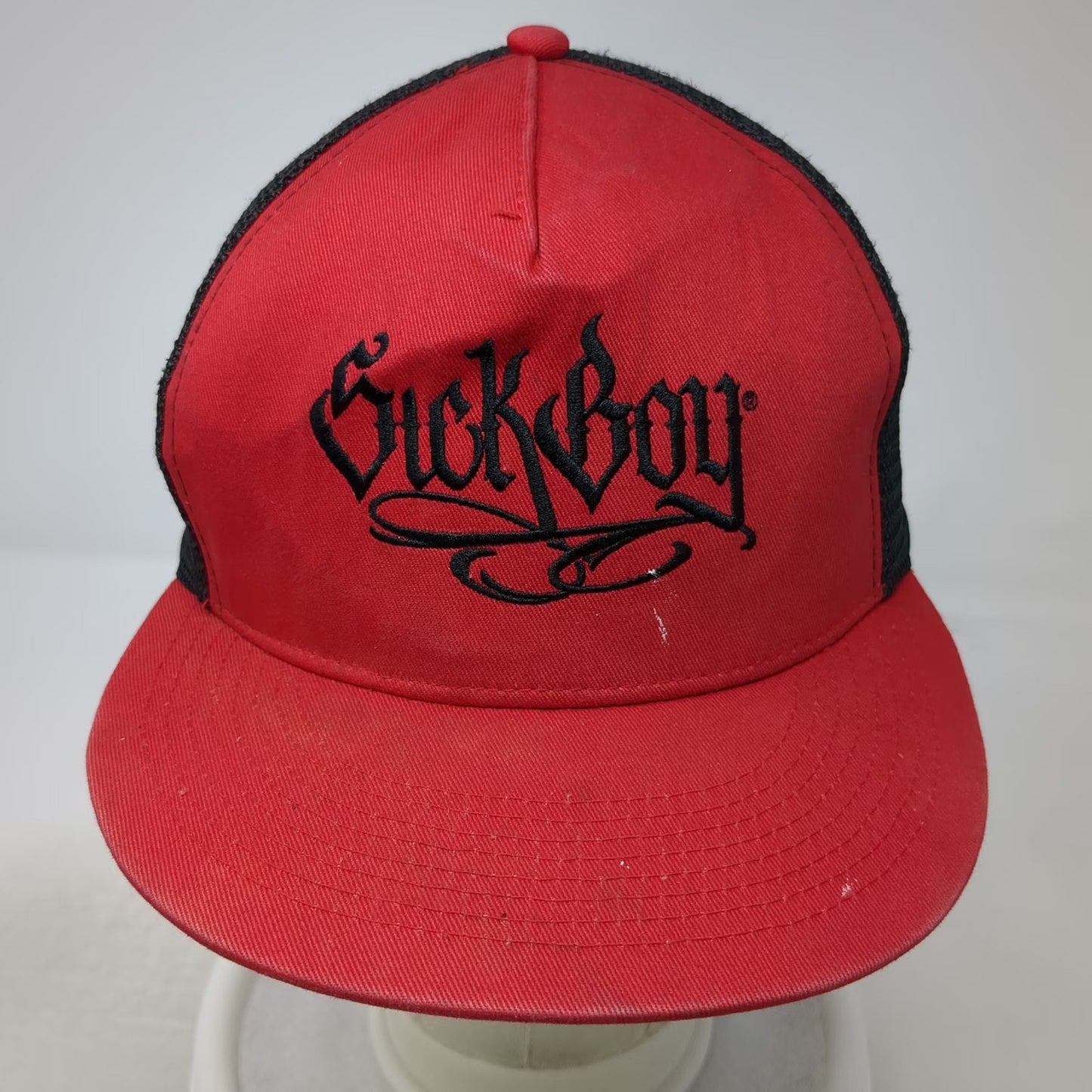 Sick Boy Motorcycles Trucker Hat Red One Size Snapback Mesh Black Embroidered