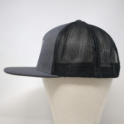 RVCA Trucker Hat Gray One Size Mesh Back Flat Brim Logo Graphic Snapback Square