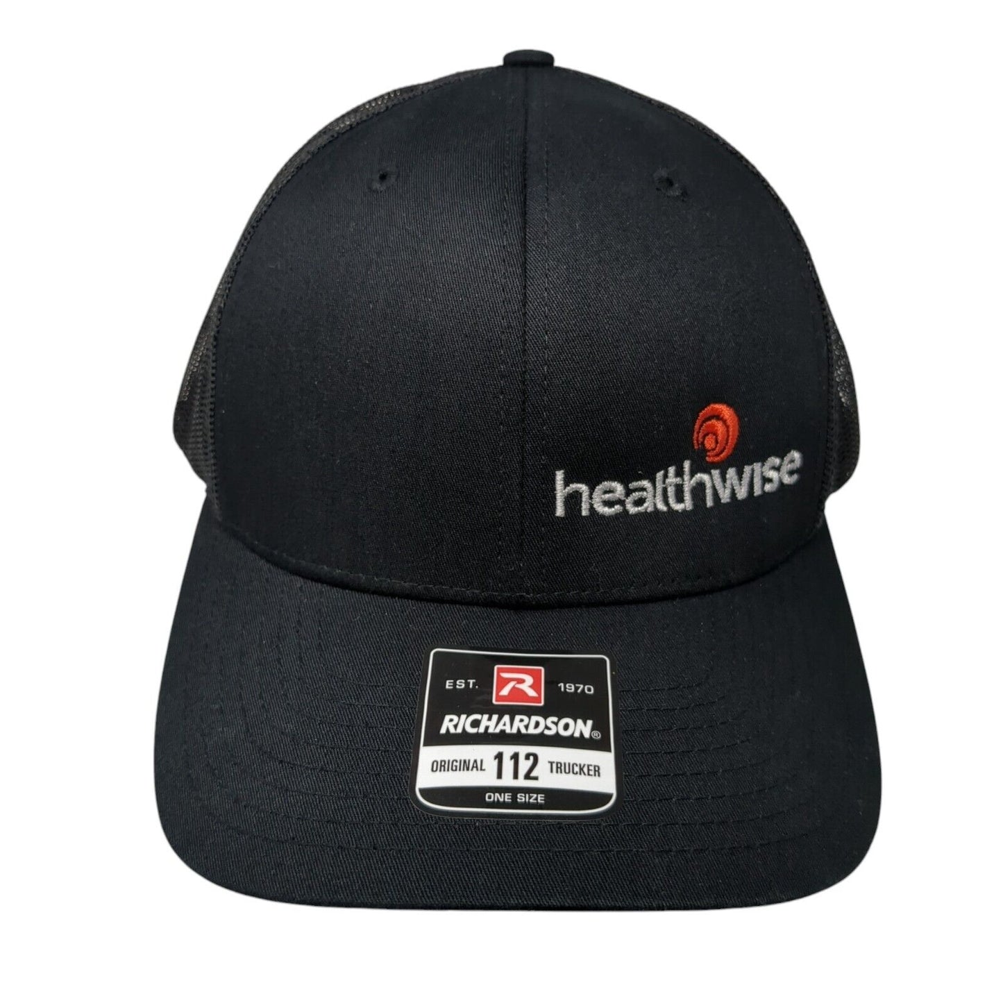 Healthwise Snapback Mesh Back Trucker Hat Black One Size Embroidered