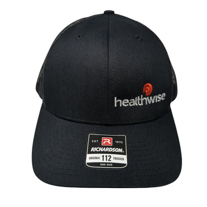 Healthwise Snapback Mesh Back Trucker Hat Black One Size Embroidered