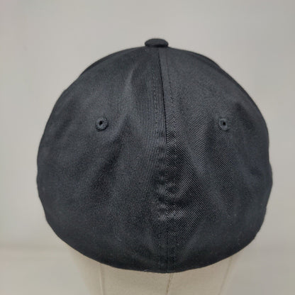 Yupoong Fitted Hat Black L/XL Flexfit Lightweight Vented Holes 6 Panel Blank