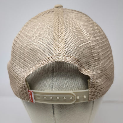 Simms Trucker Hat Beige One Size Fishing Fly Mesh Snapback Curved Brim Outdoor