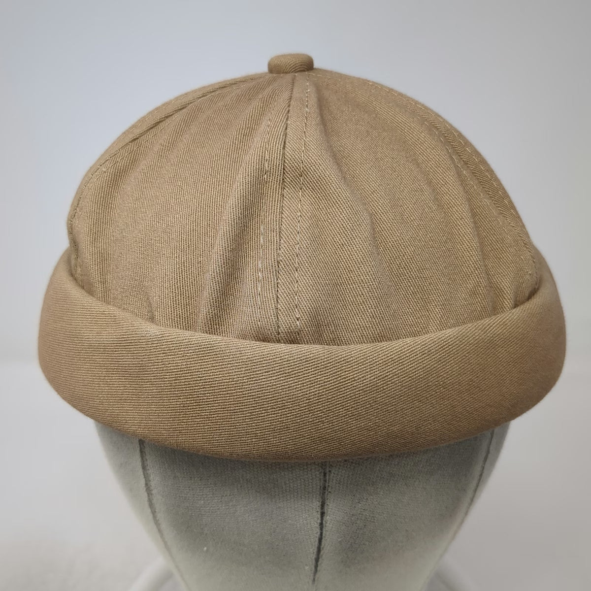 Brown Baseball Cap One Size Slideback Brimless Rolled Cuff Cotton Twill Hat