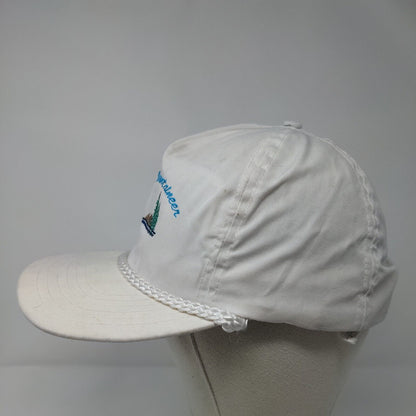 Millie Mountaineer Strapback Rope Hat White OSFA Adjustable Embroidered