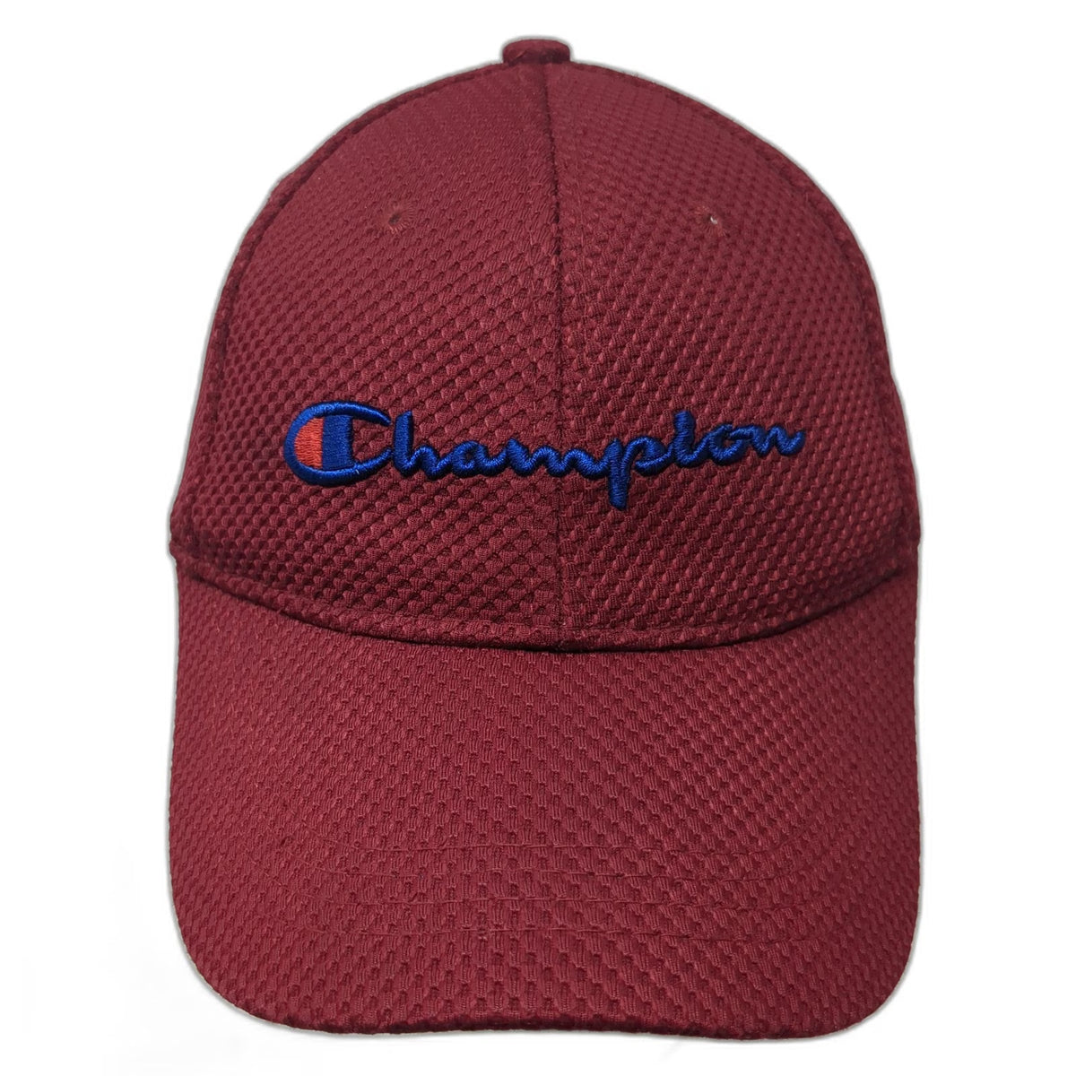 Champion Baseball Cap Red One Size Embroidered Logo Adjustable Hat Pique Mesh