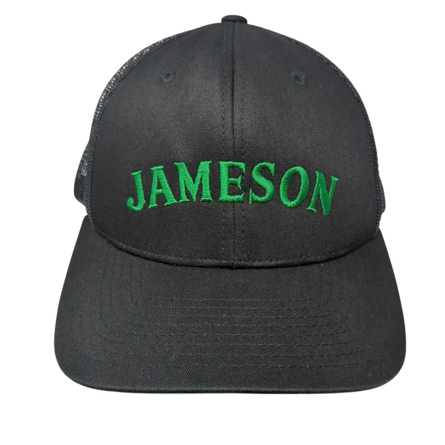 Sport-Tek Jameson Hat Black One Size Trucker Snapback Mesh Green Logo Whiskey