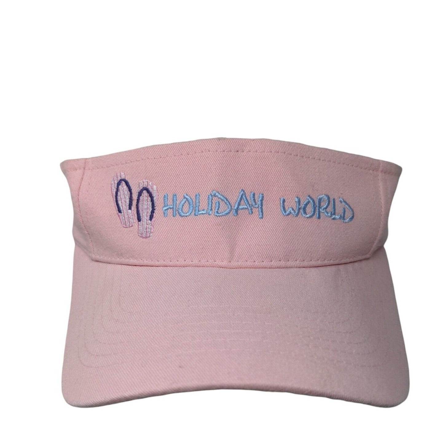 Holiday World Flip Flops Strapback Sun Visor Hat Pink One Size Embroidered