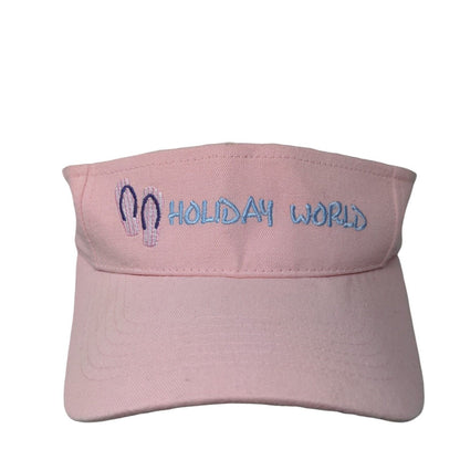 Holiday World Flip Flops Strapback Sun Visor Hat Pink One Size Embroidered