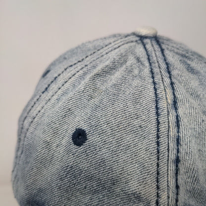 Unbranded Slideback Hat Blue Denim OSFM Adjustable Leather Strap Blank