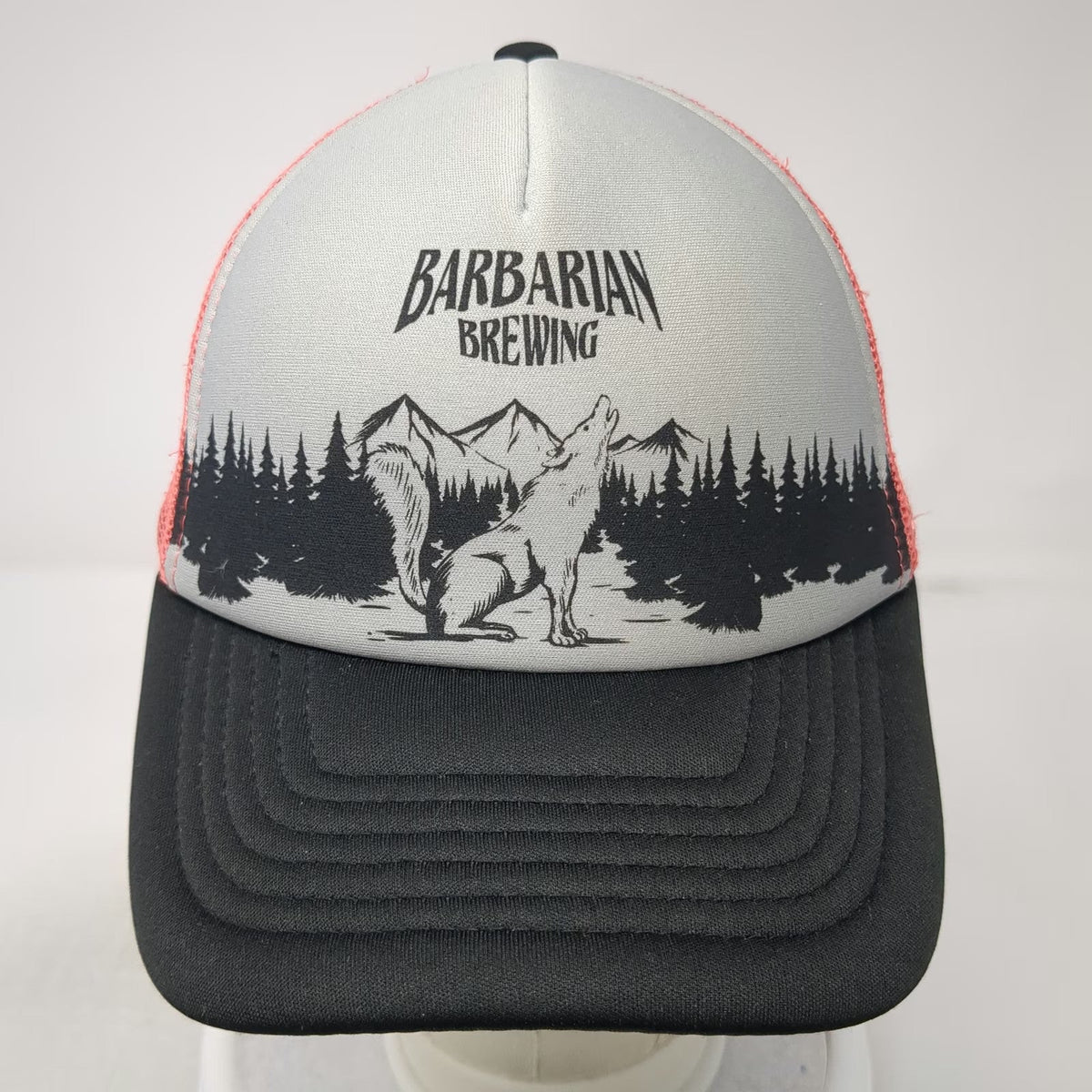 Brewery Branding Co. Trucker Hat Gray Orange One Size Barbarian Brewing Boise ID
