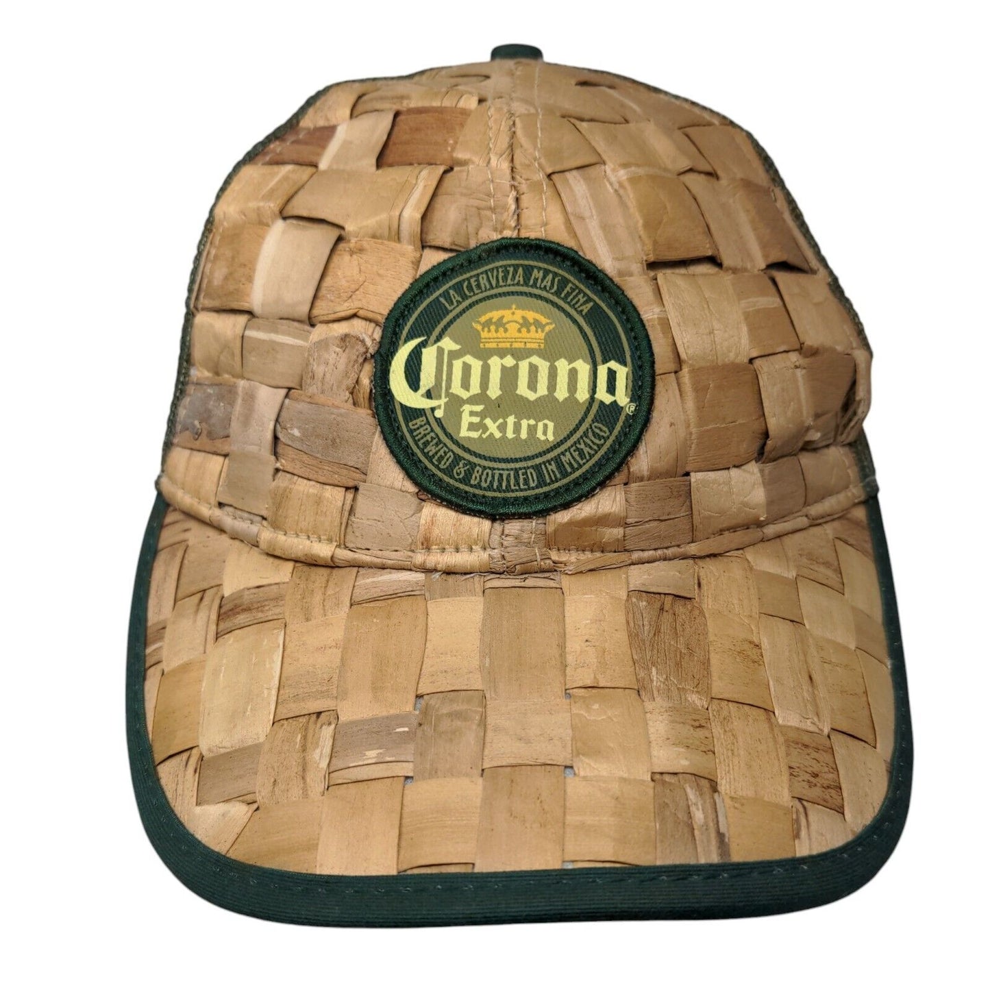Corona Extra Brewed & Bottle in Mexico Straw Trucker Hat Multi OSFA Mesh Back