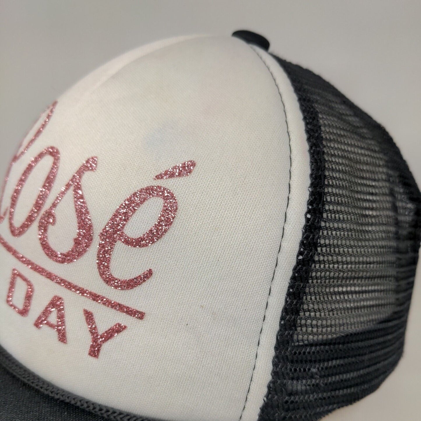 Rose All Day Snapback Trucker Hat Black OSFA Adjustable Mesh Back Rope