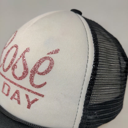 Rose All Day Snapback Trucker Hat Black OSFA Adjustable Mesh Back Rope