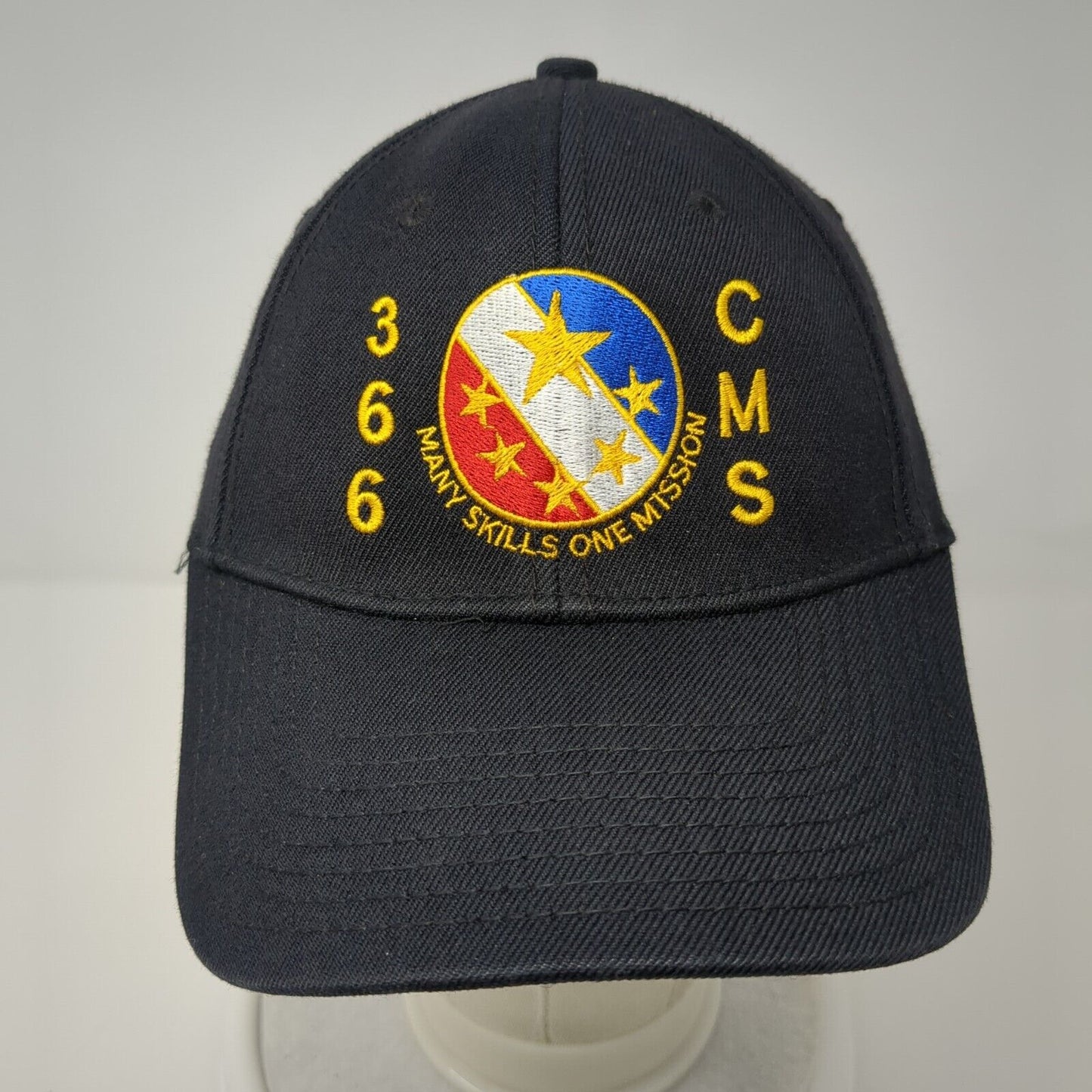366 CMS Many Skills One Mission Fitted Hat Black S/M Embroidered Otto