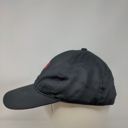 P&D Strapback Hat Black One Size Adjustable Embroidered Vented Holes 6 Panel