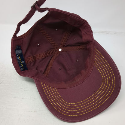 Nautica Baseball Cap Red One Size NJC Logo Slideback Cotton Contrast Stitch Hat
