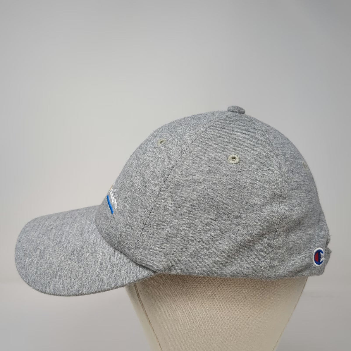 Champion Baseball Cap Gray One Size Strapback Cotton Script Logo Adjustable Hat