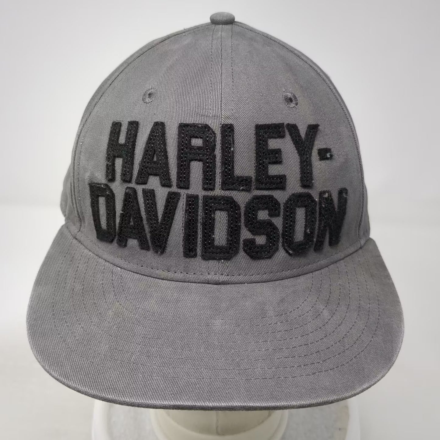 Harley-Davidson Baseball Cap Gray L Fitted Hat Embroidered Block Letter Cotton